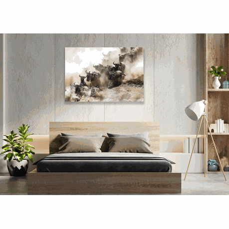 Wall Art Canvas - Wildebeest Herd