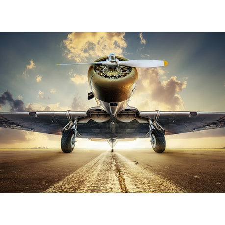 Wall Art Canvas - Historical aircraft on a runway at sunset