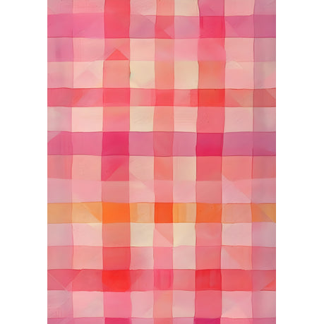 Wall Art Canvas - Abstract pink and white checkered material vertical