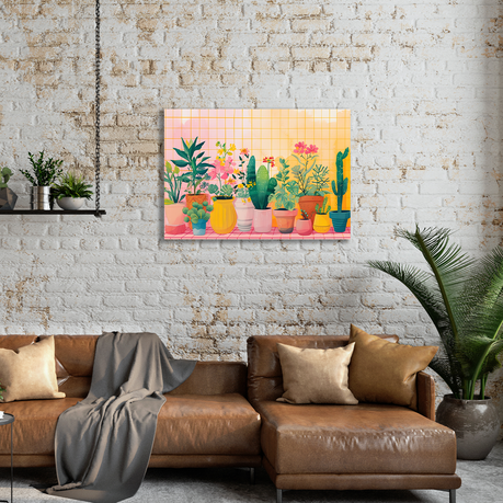Wall Art Canvas - Pot Plants Horizontal