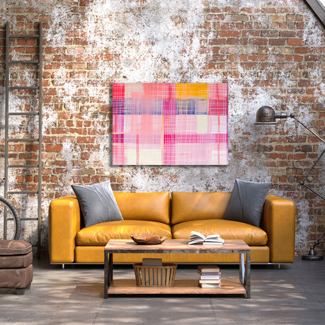 Wall Art Canvas - Abstract Pink And White Lines On Material Horizontal