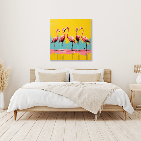 Wall Art Canvas - Popart Flamingos 009