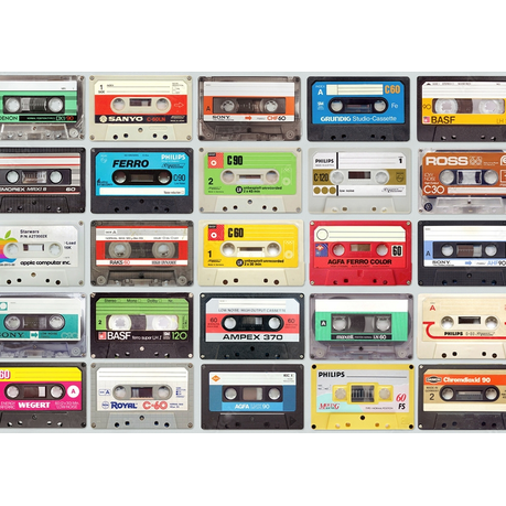 Wall Art Canvas - Set of old vintage audio tape cassettes