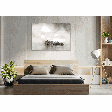 Wall Art Canvas - Zebra Herd By The River