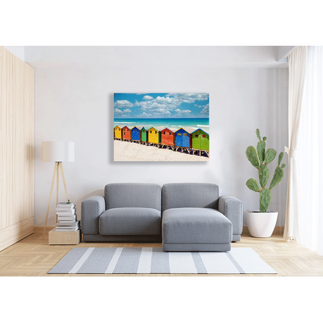 Canvas wall art - Colorful Beach House at Muizenberg beach Cape Town