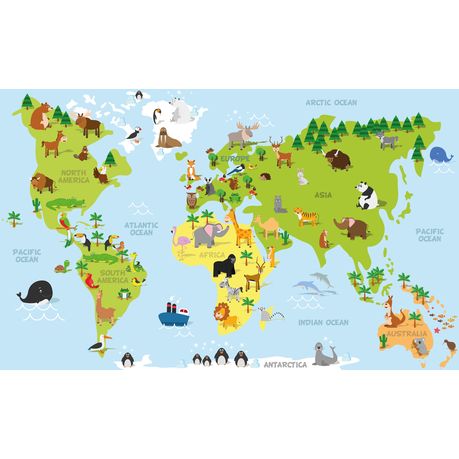 Wall Art Print - Animal Map for Children
