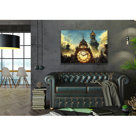 Wall Art Canvas - Steampunk Style Clock Tower
