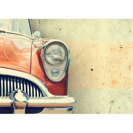 Wall Art Canvas - Headlight of old car on concrete wall background