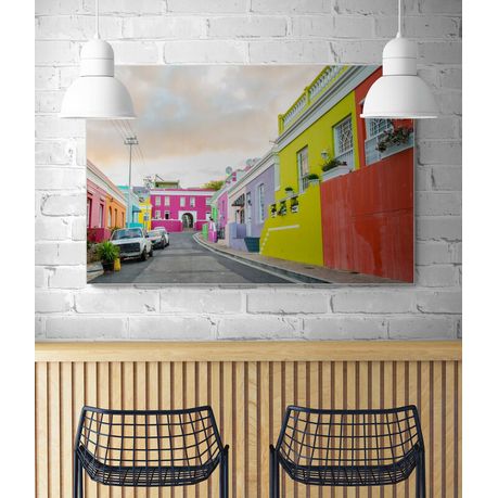 Canvas Wall Art - Colorful Homes in Bo-Kaap Neighborhood in Cape Town
