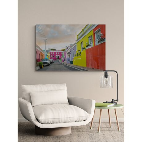 Canvas Wall Art - Colorful Homes in Bo-Kaap Neighborhood in Cape Town