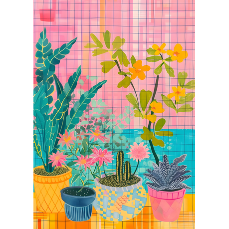 Wall Art Canvas - Pot Plants Vertical