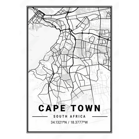 Canvas Wall Art - Map Cape Town