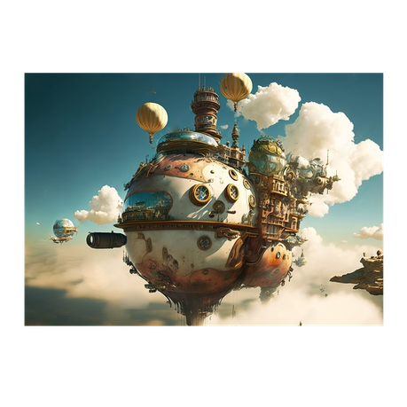 Wall Art Canvas - Steampunk Style Airship