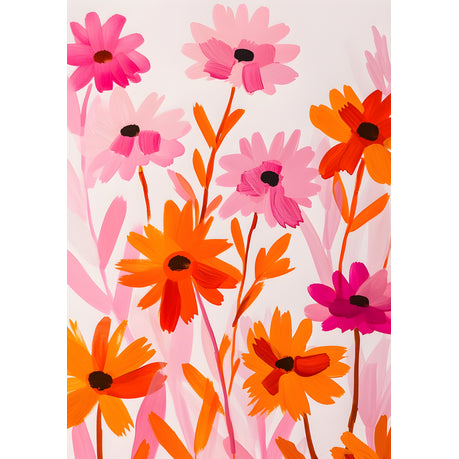 Wall Art Canvas - Abstract Pink Flowers