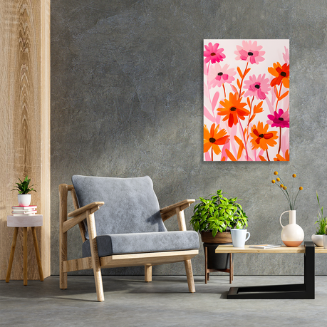 Wall Art Canvas - Abstract Pink Flowers