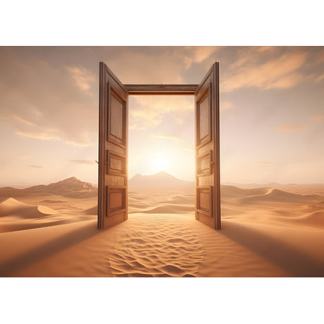 Wall Art Canvas - 3D illustration of Opened Door on Desert