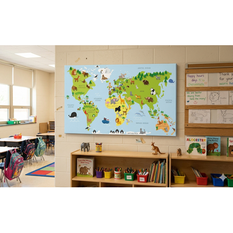 Wall Art Print - Animal Map for Children
