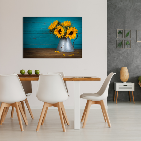 Wall Art Canvas - Sunflowers in Metal Vase