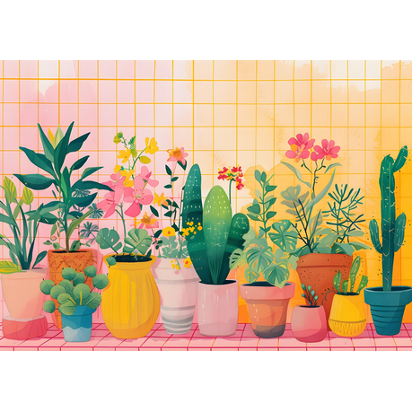 Wall Art Canvas - Pot Plants Horizontal
