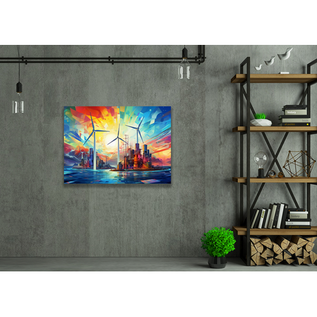 Wall Art Canvas - Abstract Geometric Representation of Renewable Energy