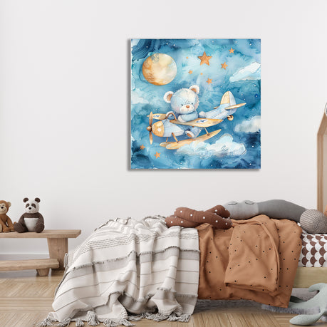Wall Art Canvas - Teddy flying in the sky