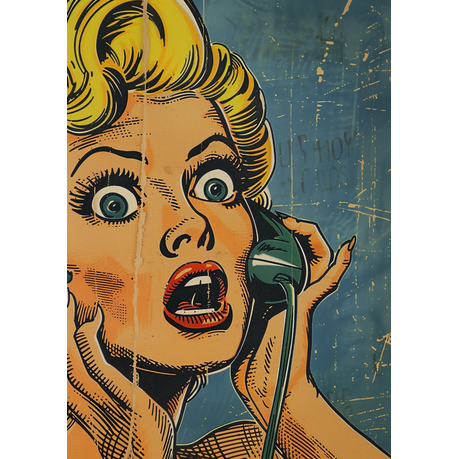 Wall Art Canvas - Popart Girl On Phone