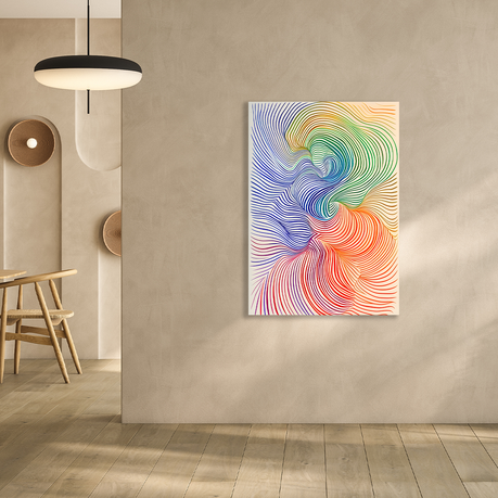 Wall Art Canvas - Abstract lines of colour in reds and blues