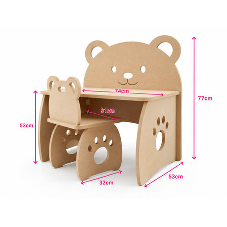 MDF CNC Cut Bear Table and Chair