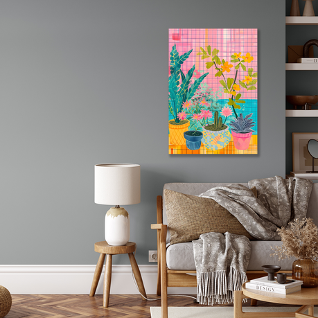 Wall Art Canvas - Pot Plants Vertical