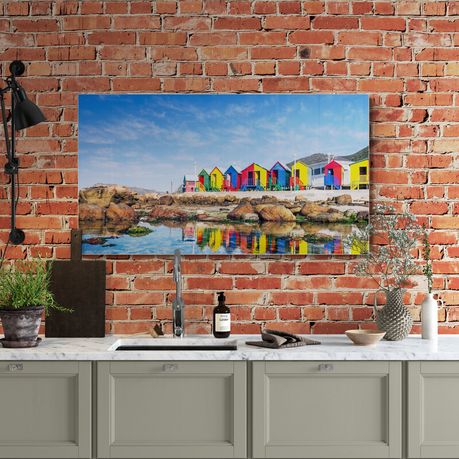 Canvas Wall Art - Colourful Beach Houses in South Africa