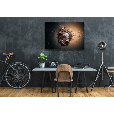 Wall Art Canvas - Steampunk Wall Clock Explosion