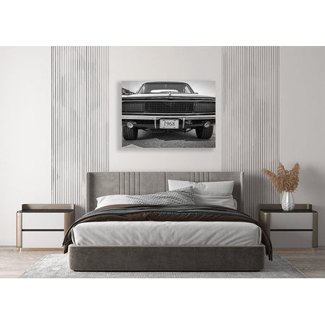 Wall Art Canvas - Black and white vintage car 1968