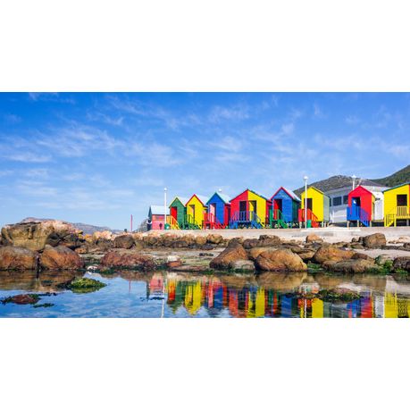 Canvas Wall Art - Colourful Beach Houses in South Africa