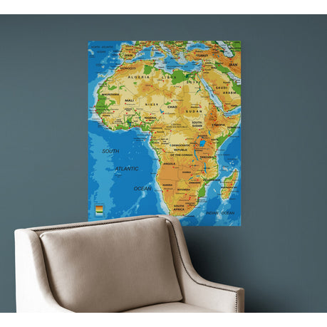 Africa-Physical Map Canvas Wall Art