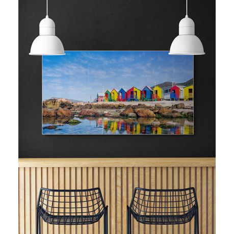 Canvas Wall Art - Colourful Beach Houses in South Africa