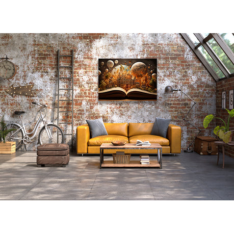 Wall Art Canvas - Fantasy World Inside of a Book