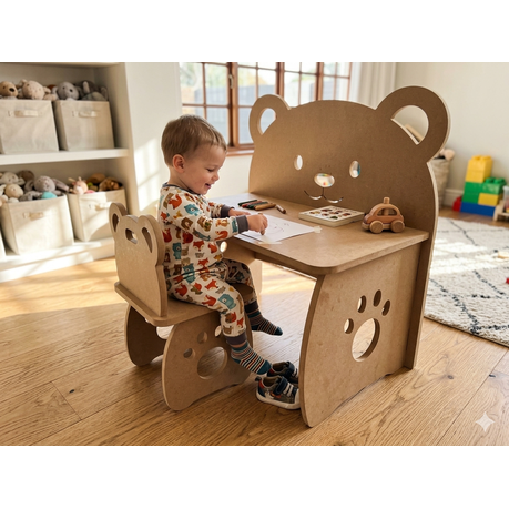 MDF CNC Cut Bear Table and Chair