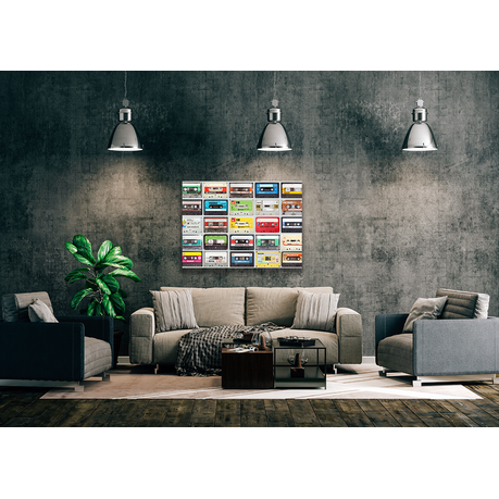 Wall Art Canvas - Set of old vintage audio tape cassettes