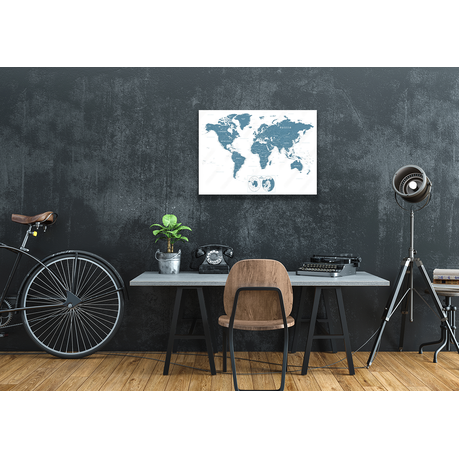 Wall Art Canvas - World Map Political and Poles Vector Illustration
