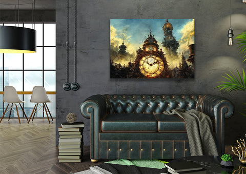 Wall Art Canvas - Steampunk Clock Tower