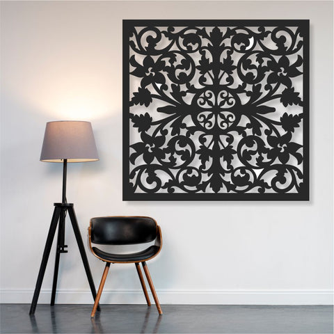 Aluminum Decorative Screen - Geometric Floral Pattern Square