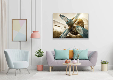 Wall Art Canvas - Vintage Aircraft Engine