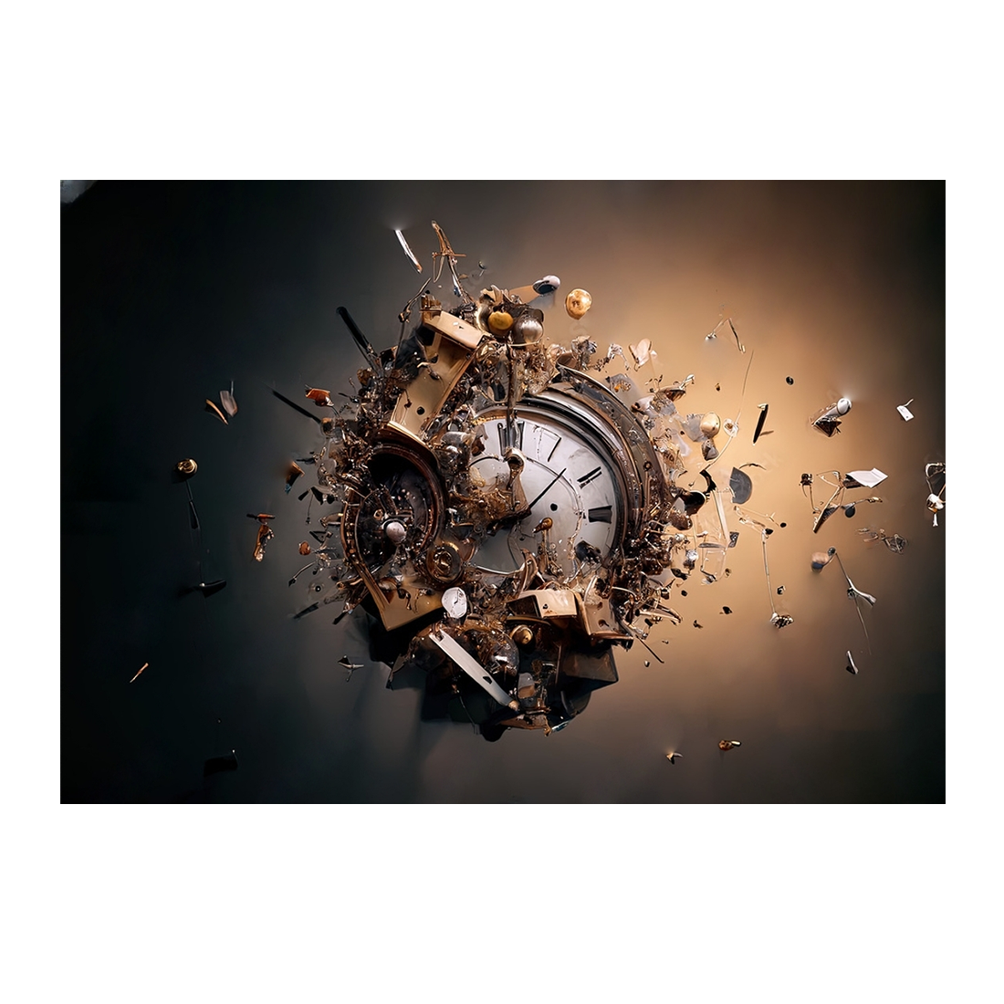 Wall Art Canvas - Steampunk Wall Clock Explosion