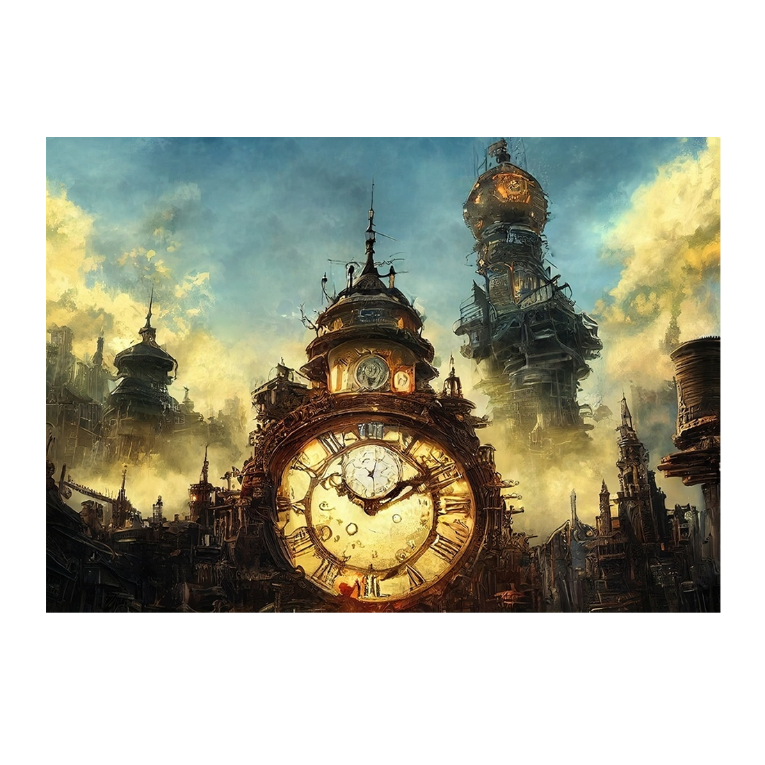 Wall Art Canvas - Steampunk Clock Tower