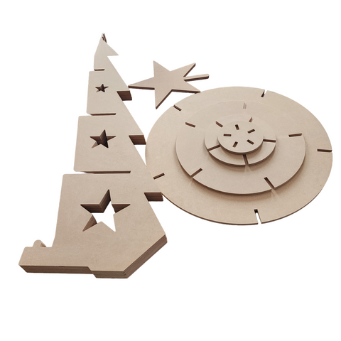 Wooden Christmas Tree With Star Pattern